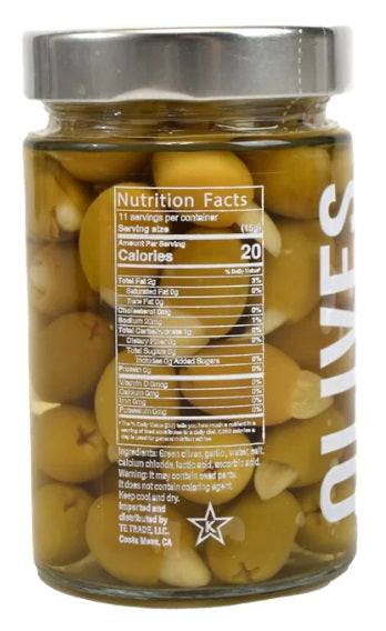 EMIRELLI: Pickled Garlic Pitted and Stuffed Green Olives, 11.1 oz