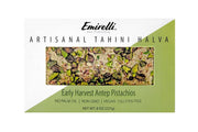 EMIRELLI: Artisanal Tahini Halva Early Harvest Antep Pistachios, 8 oz