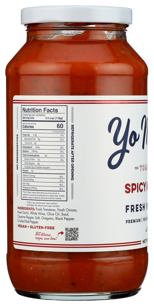 YO MAMAS FOODS: Sauce Spicy Marinara, 25 oz