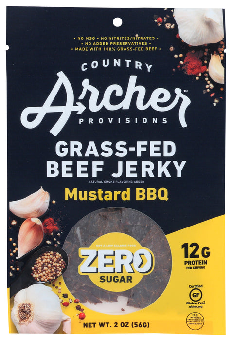 COUNTRY ARCHER: Jerky Beef Mstrd Bbq Ns, 2 oz