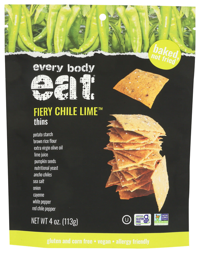 EVERY BODY EAT: Thins Fiery Chile Lime, 4 oz - No Brand For Less