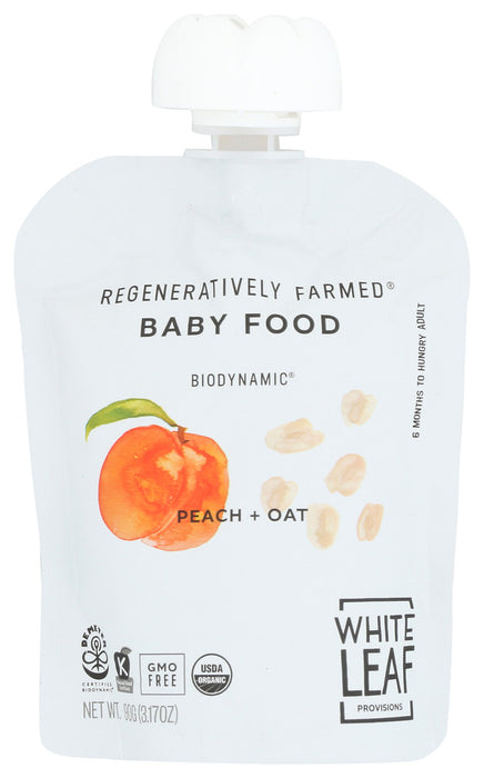 WHITE LEAF PROVISIONS: Baby Food Peach Oat, 3.17 oz