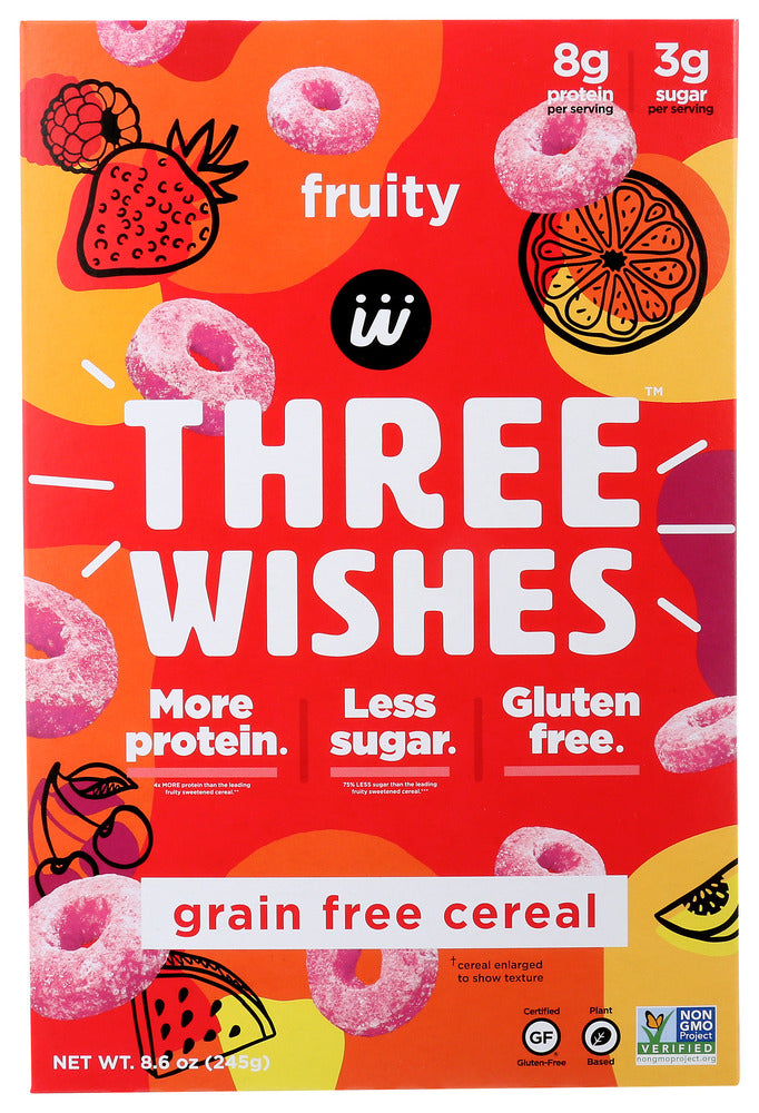 THREE WISHES: Grain Free Fruity Cereal, 8.6 oz