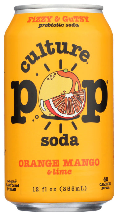 CULTURE POP: Orange Mango Chili & Lime Probiotic Soda, 12 fo