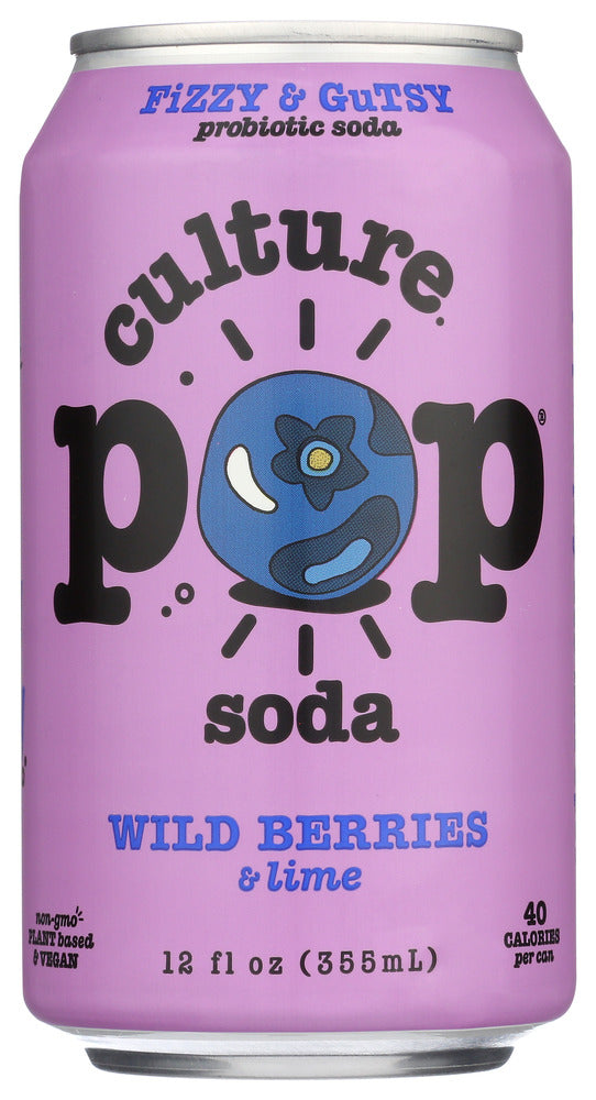 CULTURE POP: Wild Berries Basil & Lime Probiotic Soda, 12 fo - No Brand For Less