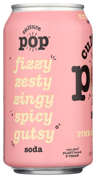 CULTURE POP: Pink Grapefruit Ginger & Juniper Probiotic Soda, 12 fo