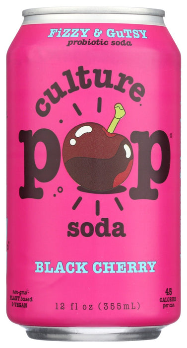 CULTURE POP: Black Cherry Probiotic Soda, 12 fo