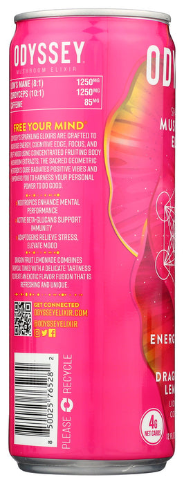 ODYSSEY ELIXIR: Energy Plus Focus Dragon Fruit Lemonade, 12 fo