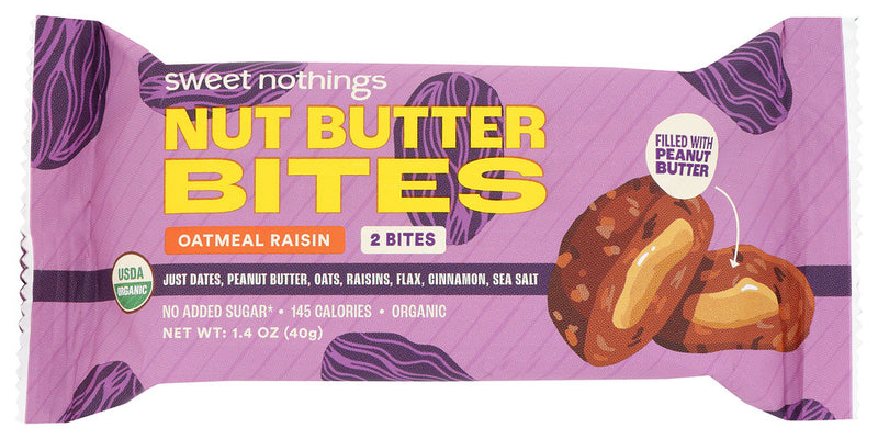 SWEET NOTHINGS: Oatmeal Raisin and Peanut Butter Bar, 1.4 oz