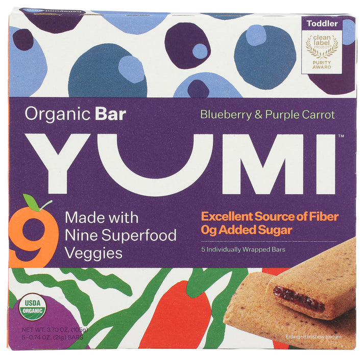 YUMI: Blueberry and Purple Carrot Organic Bar, 3.7 oz