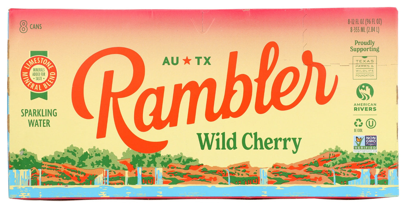 RAMBLER: Sparkling Water WIld Cherry 8Pk, 96 fo