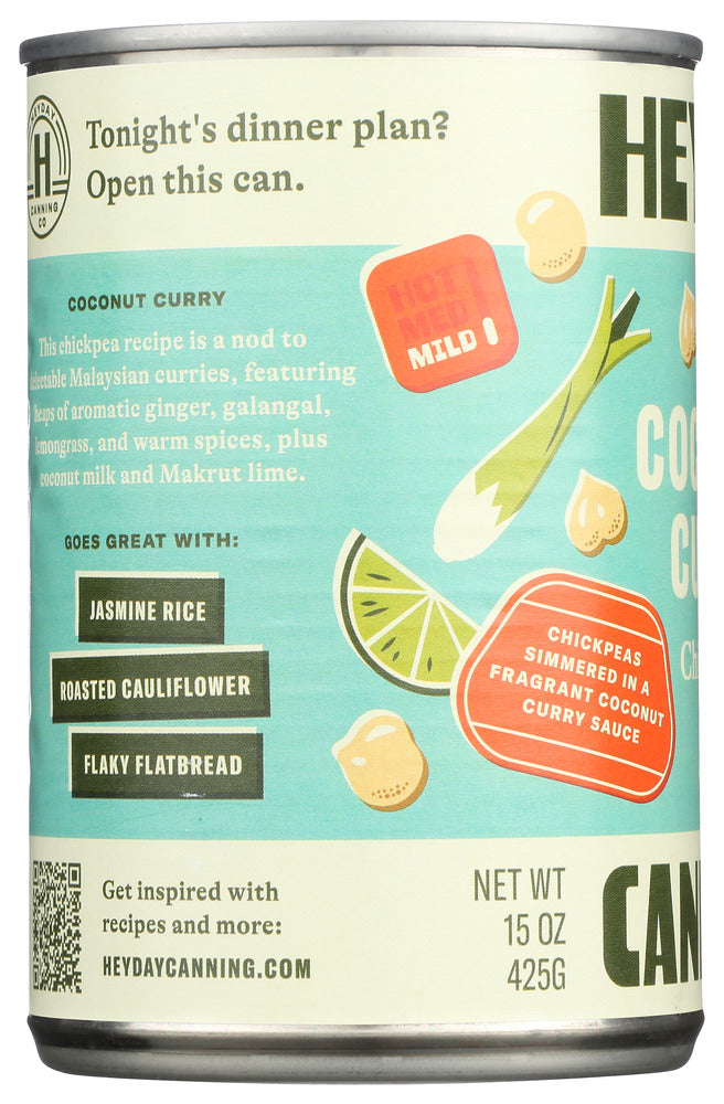 HEYDAY CANNING CO: Chickpeas Coconut Curry, 15 OZ