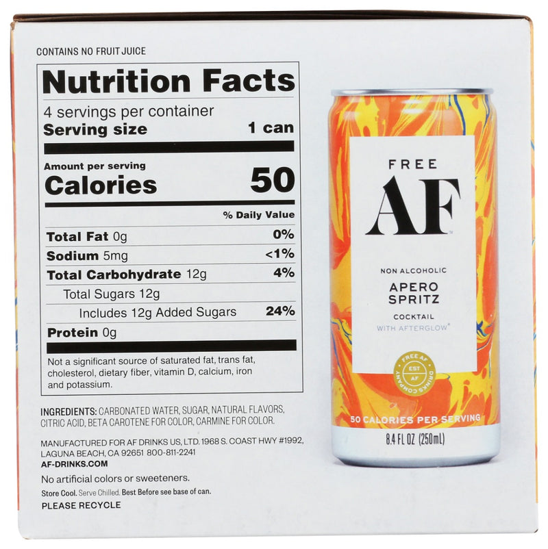 FREE AF: Non Alcoholic Apero Spritz Cocktail 4 Cans, 1 lt