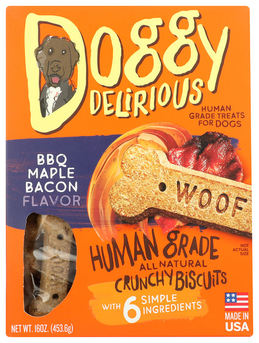 DOGGY DELIRIOUS: Bbq Maple Bacon Bones Dog Treats, 16 oz