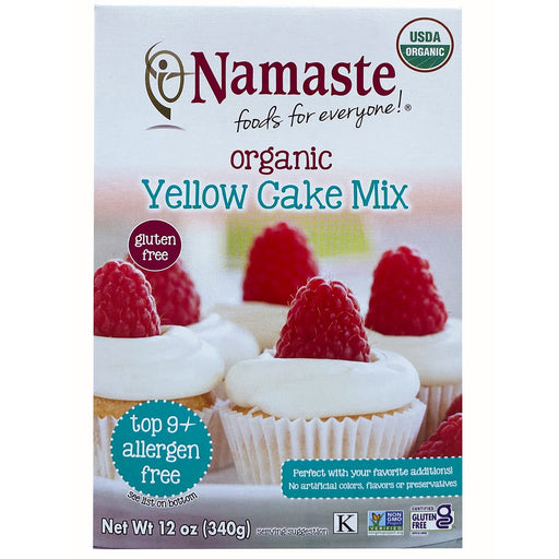 Namaste Foods Organic Yellow Cake Mix. Free of the Top 8 Allergens - moist, fluffy and delicious. What more could you ask of an American Classic! Easy to prepare and soon to become your families favorite. Makes great cupcakes, too!