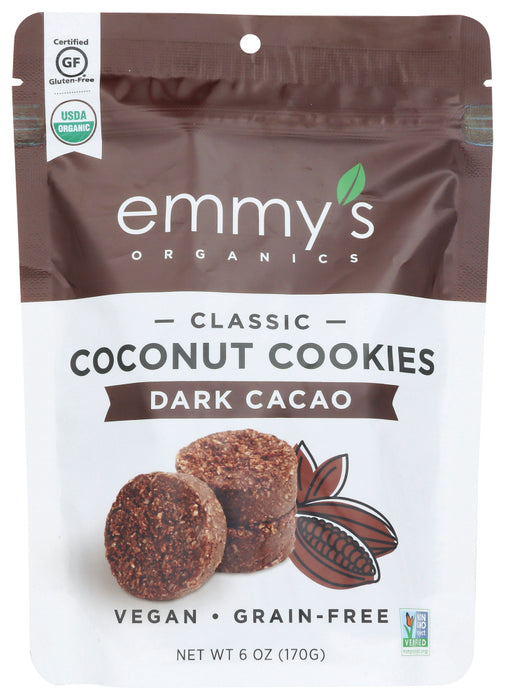 EMMYS ORGANICS: Coconut Cookies Dark Cacao, 6 oz