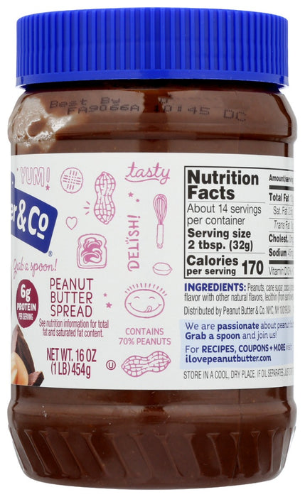PEANUT BUTTER & CO: Dark Chocolate Dreams Peanut Butter Blended with Rich Dark Chocolate, 16 oz