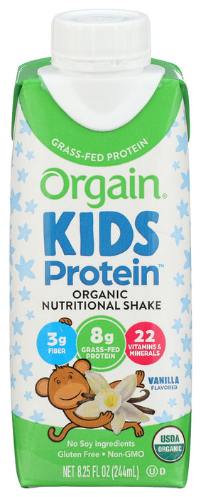 Complete nutrition for picky eaters.
When they want ice cream, but you want to give them something nutritious, reach for a Vanilla flavored Orgain Kids Protein Organic Nutrition Shake. With 8g* of organic, grass-fed protein, 22 vitamins &amp; minerals, it tastes like vanilla ice cream, but with complete nutrition to keep ˜em growing. Win win.