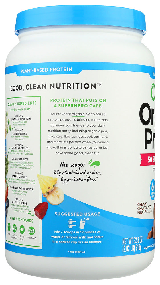 ORGAIN: Organic Protein & Superfoods Creamy Chocolate Fudge Powder, 2.02 lb