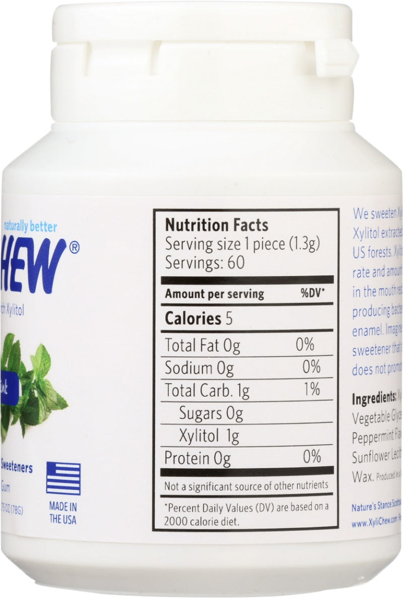 XYLICHEW: Sugar Free Chewing Gum Peppermint Jar, 60 pc
