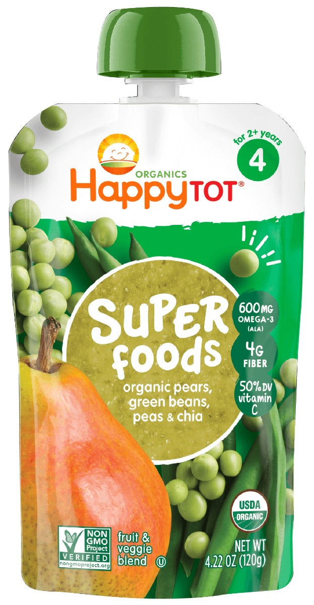Our green bean, pear and pea pouch is more than just a combination of organic fruits and veggies. We add Salba chia for added nutrients like omega-3s (ALA) and fiber. Toddlers enjoy feeding themselves these pouches, and moms love that they are getting so much nutrition in one little pouch.