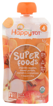 Our apples, sweet potato, carrots and cinnamon pouch is more than just a combination of organic fruits and veggies. We add Salba chia for added nutrients like omega-3s (ALA) and fiber. Toddlers enjoy feeding themselves these pouches, and moms love that they are getting so much nutrition in one little pouch.