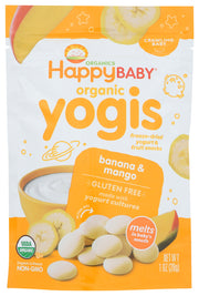 Our banana mango yogis delight Baby's taste buds with a burst of fruit flavor. These freeze dried organic yogurt drops melt in Baby's mouth, and they taste so good, you may not be able to resist sneaking a few for yourself!