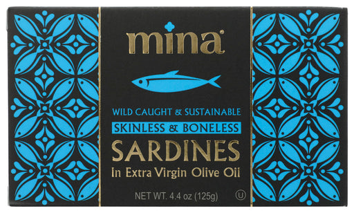 MINA: Sardines In Extra Virgin Olive Oil Skinless and Boneless, 4.4 oz