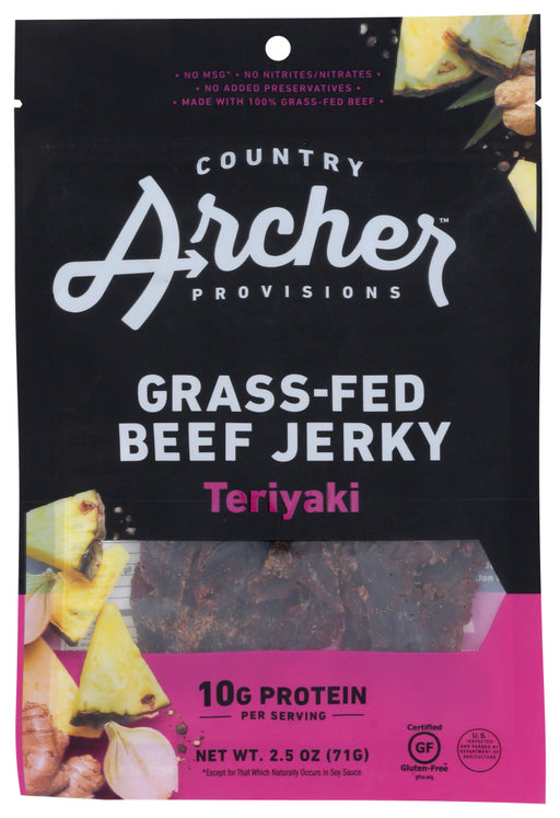 COUNTRY ARCHER: Teriyaki Grass Fed Beef Jerky, 2.5 oz - No Brand For Less