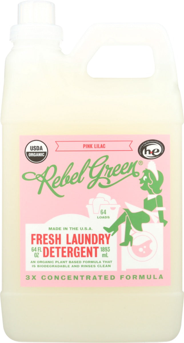 REBEL GREEN: Fresh Laundry Detergent Pink Lilac, 64 oz