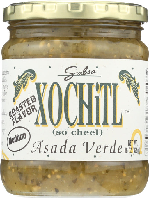 Our Asada Verde Salsa is carefully crafted from fire roasted jalapeÃ±os and fresh roasted green tomatillos. We then combine the blend with cilantro, garlic, and spices to give this unique and delicious salsa an authentic roasted flavor and an aroma like no other green salsa on the market.