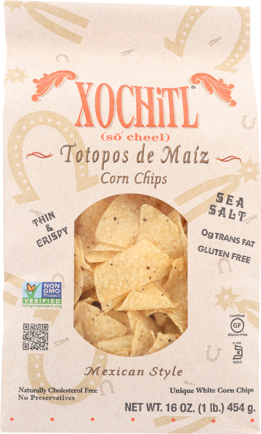 Delivered direct from the Xochitl plant in Texas.
Fresh, Thin and Crispy! 
Our Xochitl Salted Tortilla Chips are the crispy, mouthwatering tortilla chips you've been looking for! With just a touch of salt, these chips can be enjoyed straight out of the bag or dipped into one of our fresh and delicious salsas for an authentic Mexican taste.