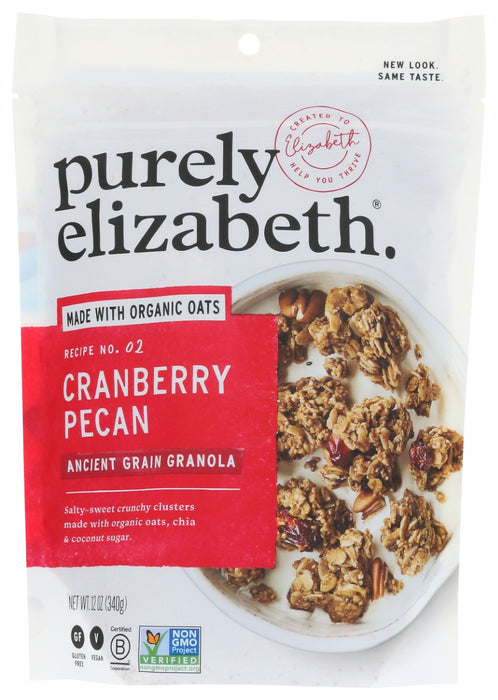 Made with dried cranberries and crunchy pecans, our Cranberry Pecan Ancient Grain Granola features superfood grains and seeds for a crunchy texture and delicious salty sweet taste. Our gluten free granola recipe is made with organic oats and baked with coconut oil and sustainably sourced coconut sugar.
