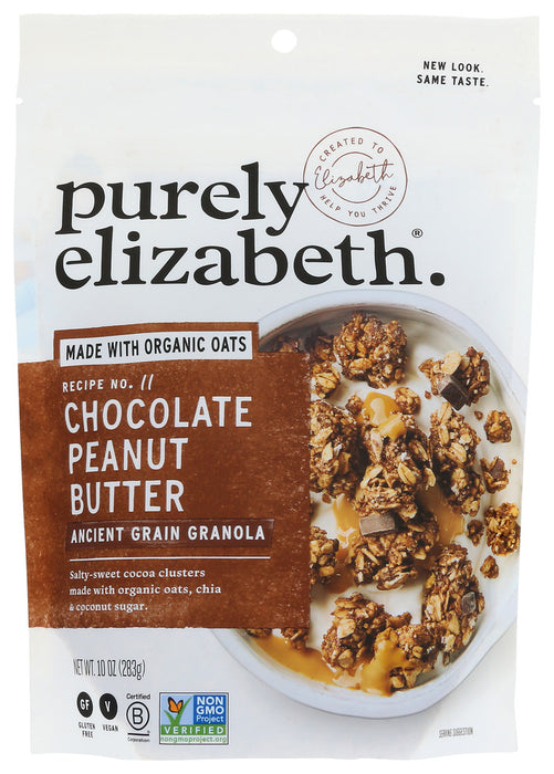 PURELY ELIZABETH: Chocolate Sea Salt Peanut Butter Granola, 10 oz