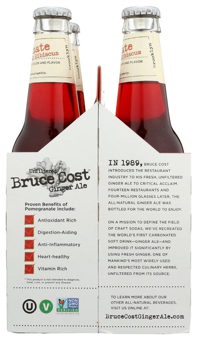 BRUCE COST GINGER ALE: Pomegranate With Hibiscus 4Pk, 48 fo