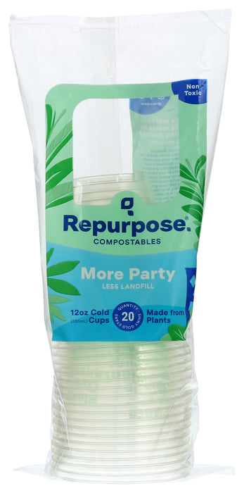 REPURPOSE: Plant Based Clear Cold Cups 12 oz, 20 pc