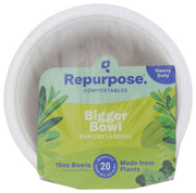 They will stand up to all your hot foods and give you the full feeling of doing the right thing for you and your environment. Great for use in your home or for restaurant use. The technology behind the repurpose bowls uses bagasse or sugar cane pulp making them 100% certified compostable, so they break down in a matter of months, not millennia.