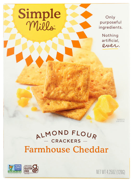 SIMPLE MILLS: Almond Flour Crackers Farmhouse Cheddar, 4.25 oz