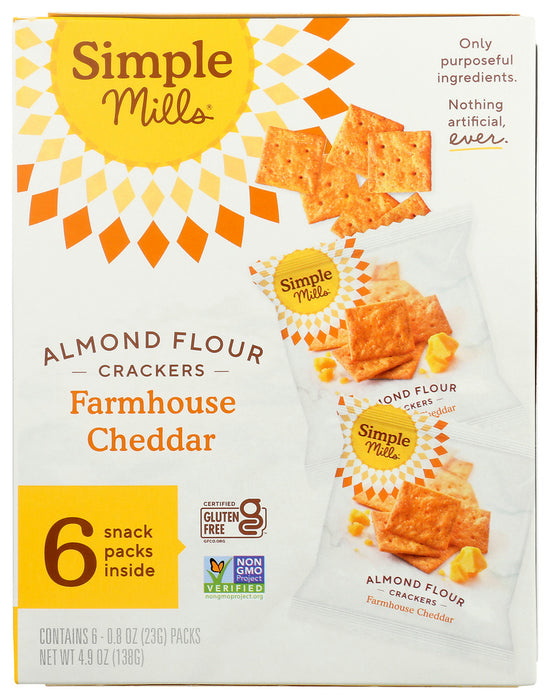 SIMPLE MILLS: Farmhouse Cheddar Almond Flour Cracker Snack Pack, 4.9 oz