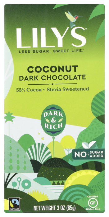 LILY'S: Dark Chocolate with Stevia Coconut, 3 oz
