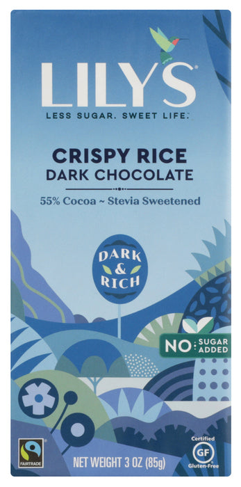 LILY'S: Dark Chocolate with Stevia Crispy Rice, 3 oz