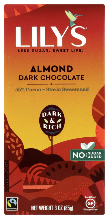 LILY'S: Dark Chocolate with Stevia Almond, 3 oz