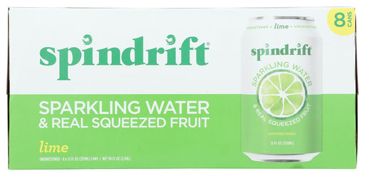 SPINDRIFT: Lime Sparkling Water 8 Pack, 96 fo