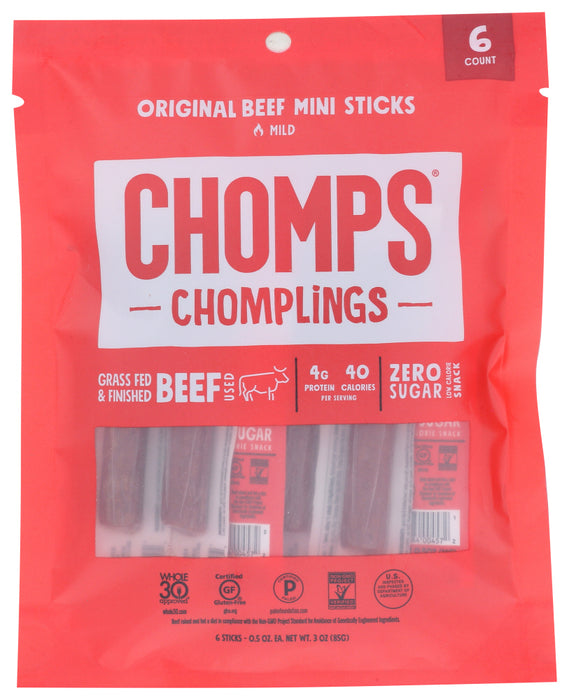 CHOMPS: Original Beef 6Ct Bag, 3 oz