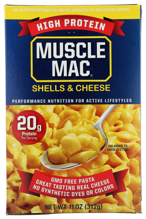 Mix up your routine with Muscle Mac Shells &amp; Cheese. With more protein than any other national brand, Muscle Mac makes this mealtime favorite more nutritious than ever. There's no sacrificing taste, either. Creamy, cheesy sauce blankets shell-shaped noodles for a burst of flavor in every bite. So eat up”and see how good you feel.