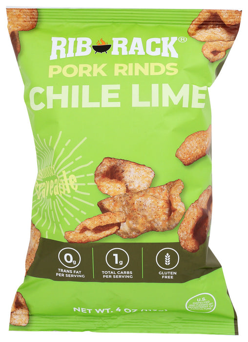 RIB RACK: Chile Lime Pork Rinds, 4 oz