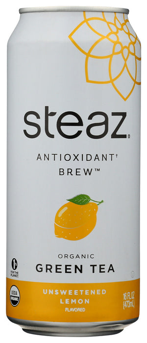 STEAZ: Organic Iced Green Tea Unsweetened with Lemon, 16 oz