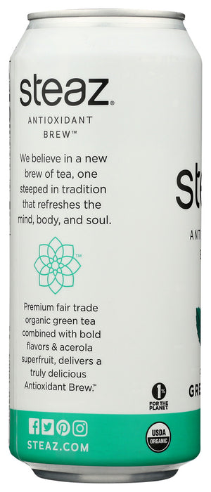 STEAZ: Organic Iced Green Tea Mint Lightly Sweetened, 16 oz