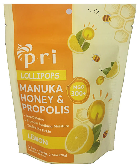 PRI Children's Strawberry &amp; Manuka Honey Lollipops and Lemon &amp; Honey Lollipops are great tasting for everyday wellness. They have the benefits of Propolis rich in Bioflavonoids, Manuka Honey NPA (Non Peroxide Activity) 10+, and Menthol to help fight off infections. Great for those "what's going around" days.