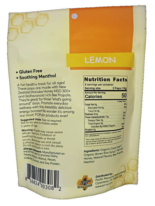 PRI: Lollipops Lemon & Honey Throat Soothing 12 Counts, 4 oz